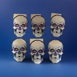 Vintage Eureka USA Skull Halloween Die Cut Double Sided 10" NOS Plus Lot‎ of 6